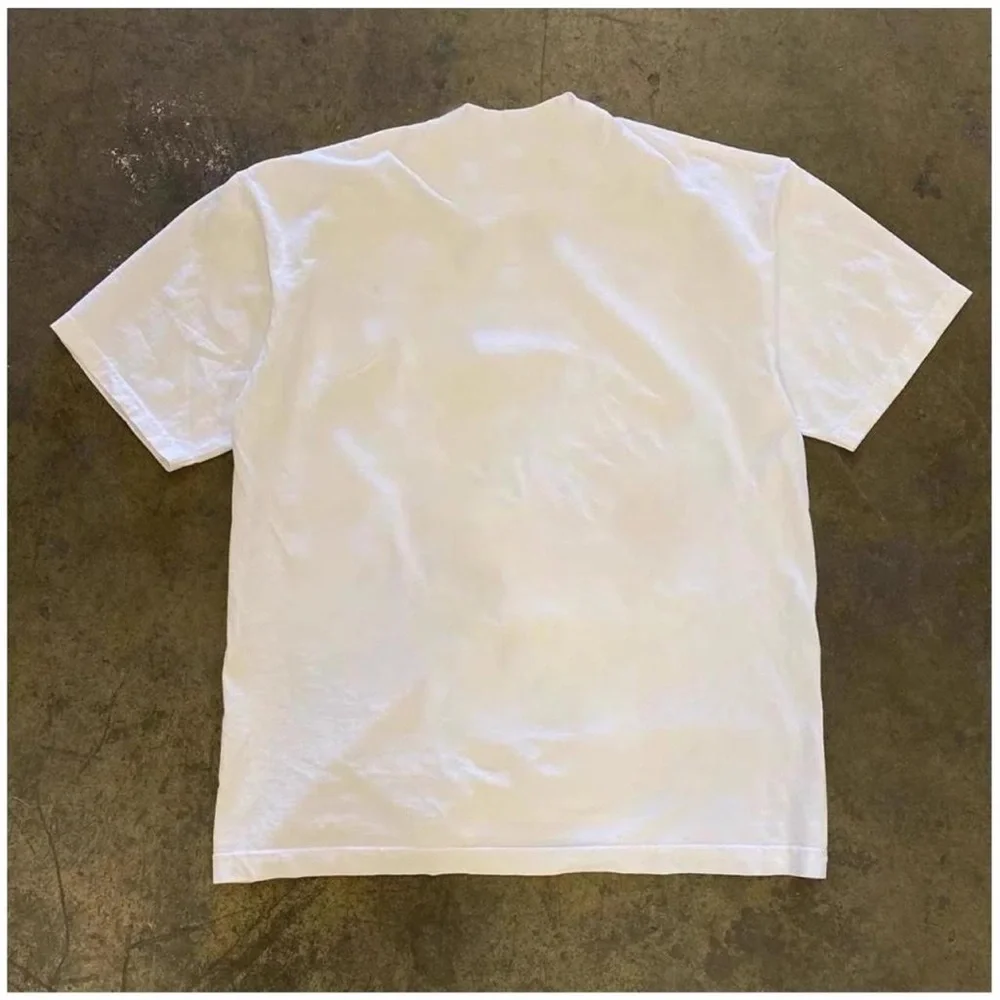 Gildan White Tee with Blue Cat and Orange Accent